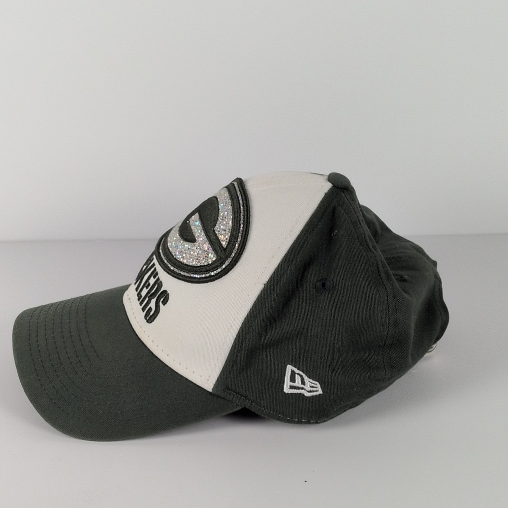 New Era Green Bay Packers Women Adjustable Cap Green/White Sequin Logo - Picture 8 of 10